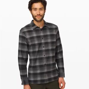 Lululemon Peak Flannel Shade Plaid Black Battleship XXL